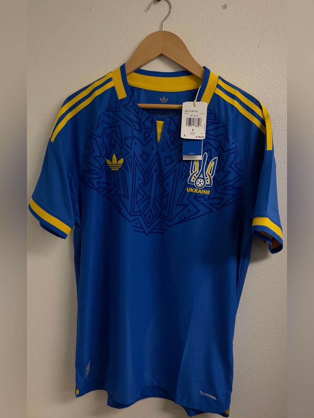 Adidas Ukraine National Team Soccer Jersey Blue Yellow Men’s